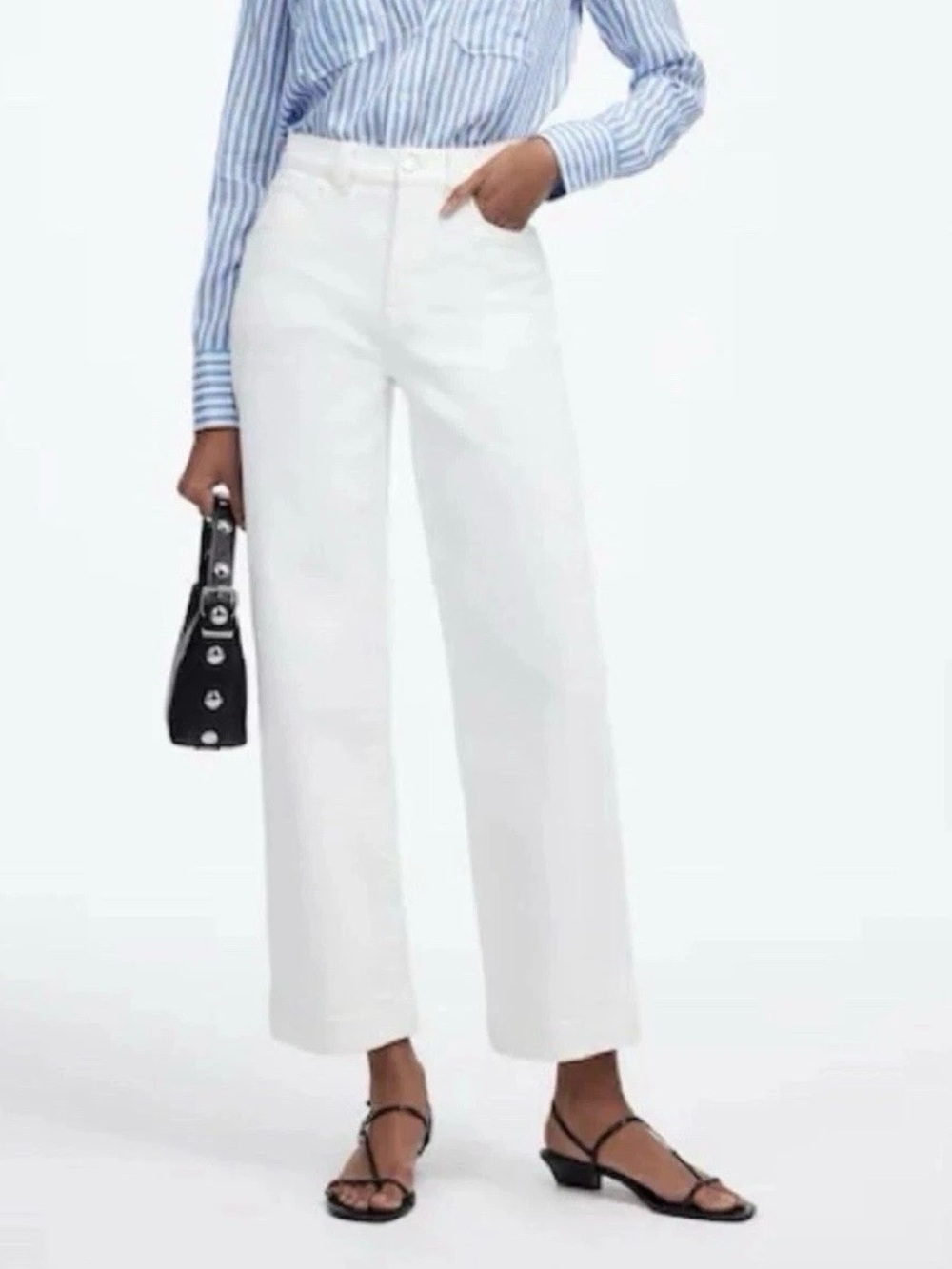 Madewell Jeans Women's 32P White The Perfect Vintage Wide-leg Jean Petite NWOT